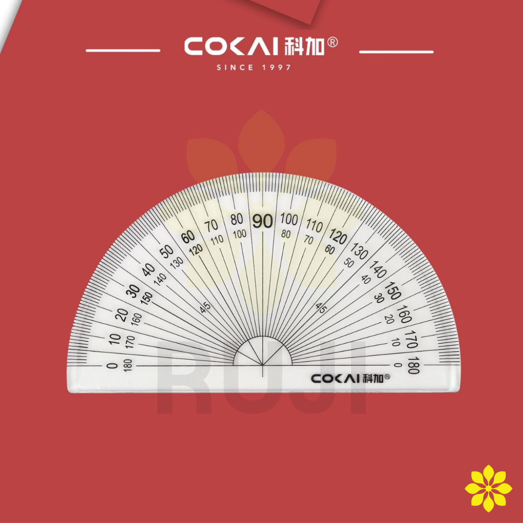 COKAI KS70 ไม้บรรทัดครึ่งวงกลม ไม้บรรทัด ครึ่งวงกลม ขนาด 10 ซม. ครึ่งวงกลม RUJI Official