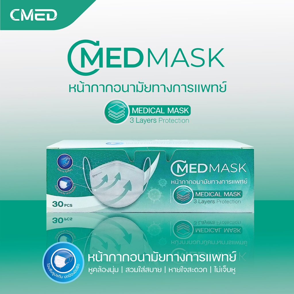!!NEW!! CMED MASK (MEDICAL MASK) หน้ากากอนามัยทางการแพทย์ ป้องกันเชื้อโรค 3 ชั้น