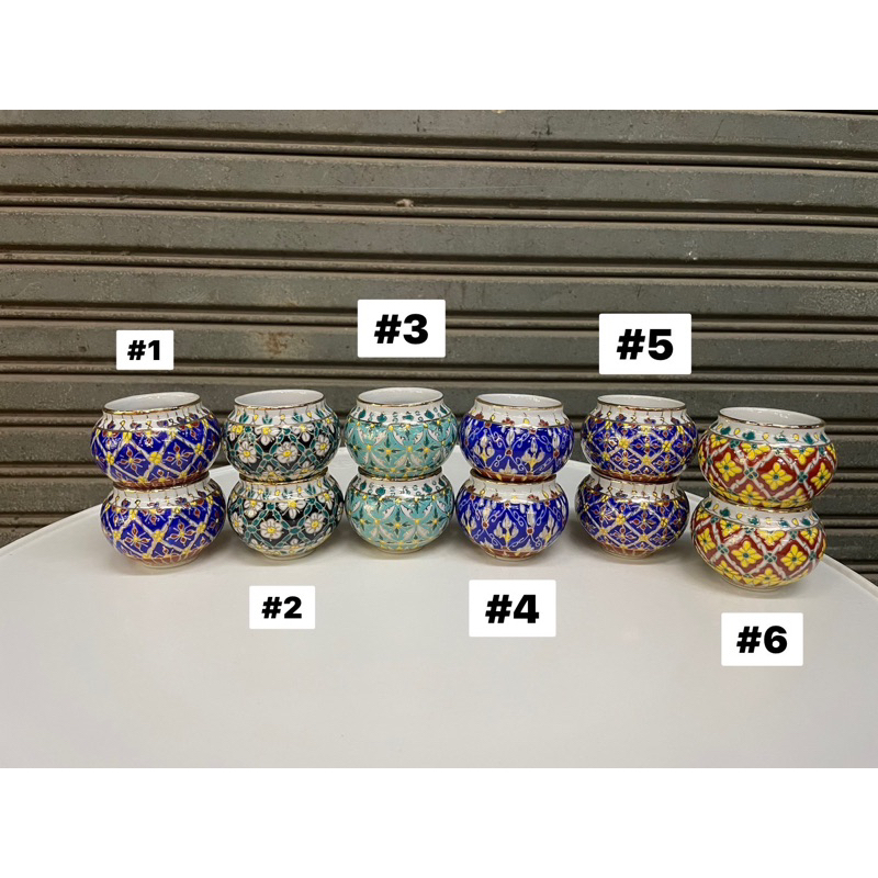ถ้วยลายเบญจรงค์ (ใหญ่) 1 คู่ สำหรับใส่กรงนกหัวจุก กรงนกเขาชวา ไซส์ใหญ่ (1คู่)