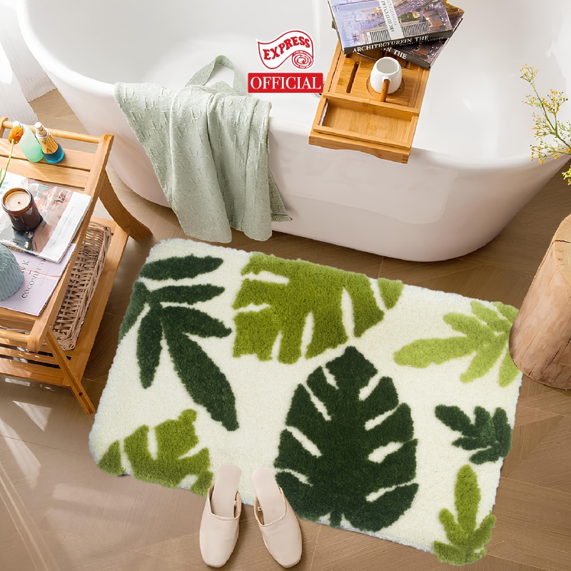 EXPRESS CARPET พรมเช็ดเท้า45x70cm หนานุ่มพร้อมส่ง พรมห้องน้ำ มีกันลื่น ขนนุ่มสีสวย ซักได้ แห้งไว