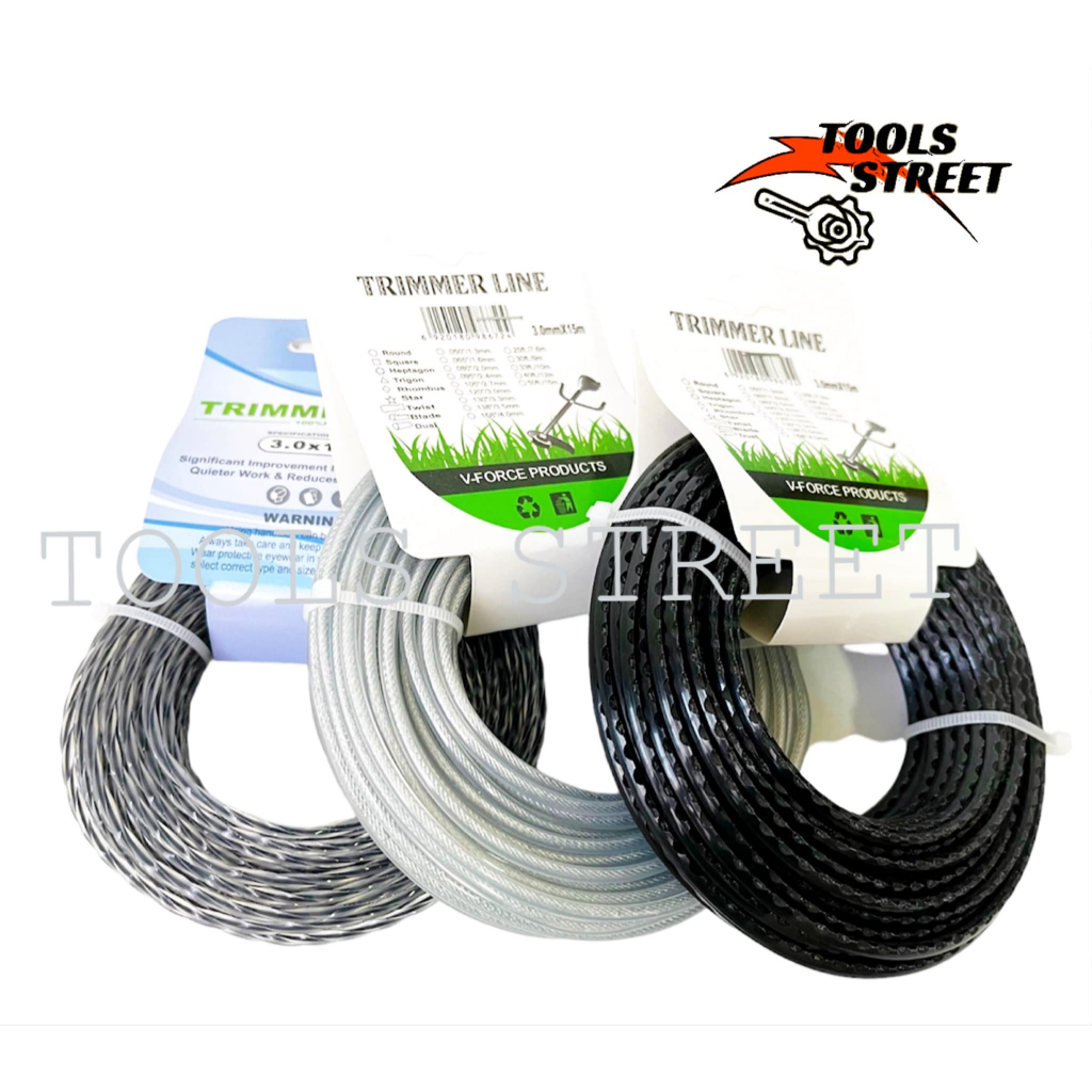 HORUS เอ็นตัดหญ้า 3 แบบ แบบเอ็นลวดสลิง/เอ็นฟัน/เอ็นเกลียว ขนาด 3 mm * 15 เมตร (เอ็นแบบหนาเหนียวพิเศษ)
