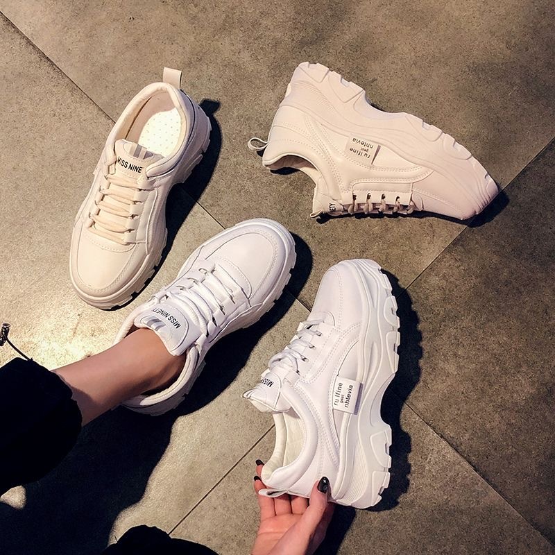 DV จัดส่งจากกรุงเทพฯ (48 ชั่วโมง) รองเท้าผ้าใบเสริมส้น แบบผูกเชือก รองเท้าผ้าใบแฟชั่น วัสดุเกรดดี   เสริมส้น 5ซม. - รูปที่ 5