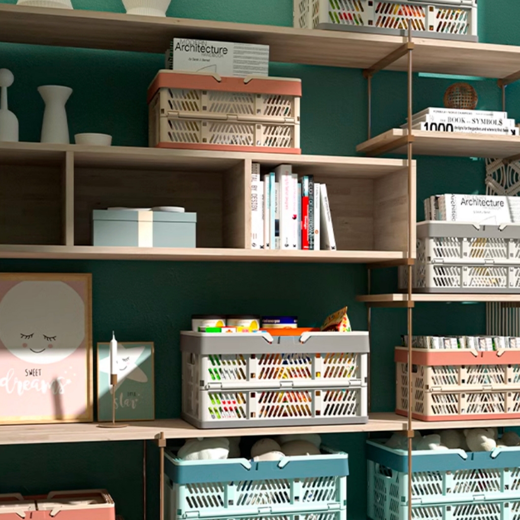 🔥 พกพาสะดวก 🔥 กล่องเก็บของขนาดใหญ่ ตะกร้าเก็บของสีพาสเทล  พร้อมที่จับสำหรับห้องครัว ห้องนั่งเล่นและโต๊ะ - รูปที่ 6