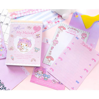 (แท้ พร้อมส่งทุกลายแล้วค่า💖)สมุดฉีกsanrio มี104แผ่น,128แผ่น,144แผ่น ในเล่มมีกระดาษ8ลายและมีสติ๊กเกอร์1แผ่น