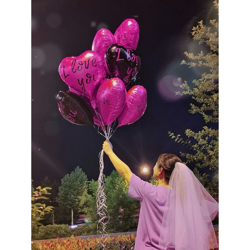 ลูกโป่งหัวใจ หัวใจพิมพ์ลายอักษร I love you (18นิ้ว) พร้อมส่ง