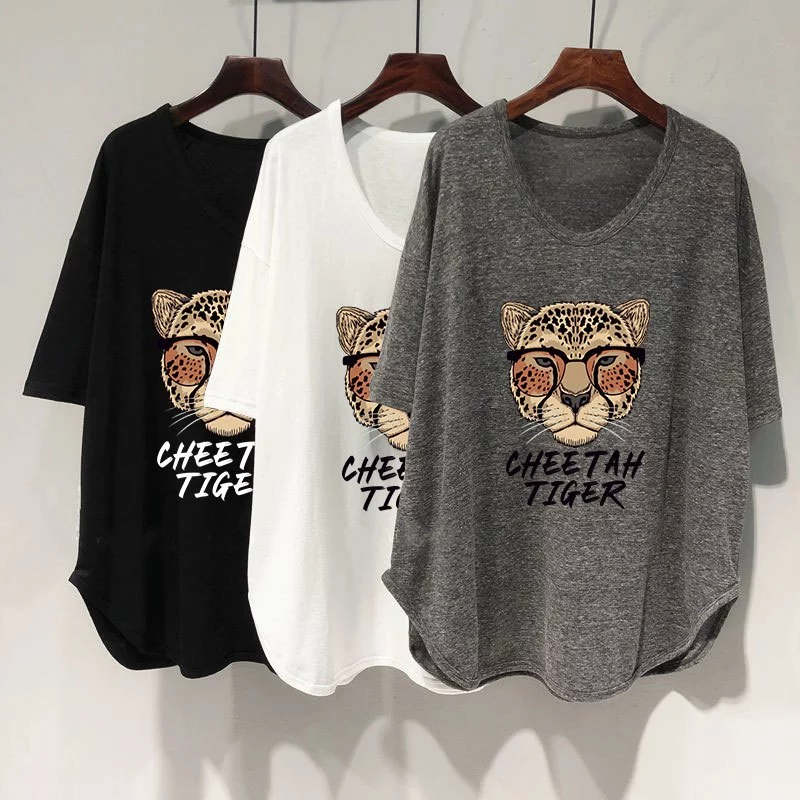 เสื้อยืดสาวอวบอ้วนไซส์ใหญ่ oversize เสื้อผ้าแฟชั่นฤดูร้อนมาใหม่ เสื้อโอเวอร์ไซส์ผู้หญิงสวยๆ ทรงหลวมสไตล์เกาหลีน่ารัก