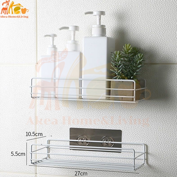 Akea 🎈เหล็กเสริมหน้า🎈ชั้นวางของในห้องน้ำ กันน้ำ ชั้นวางติดผนัง ไม่ต้องเจาะรู ที่ตั้งวางของ ที่วางของเข้ามุม - รูปที่ 4