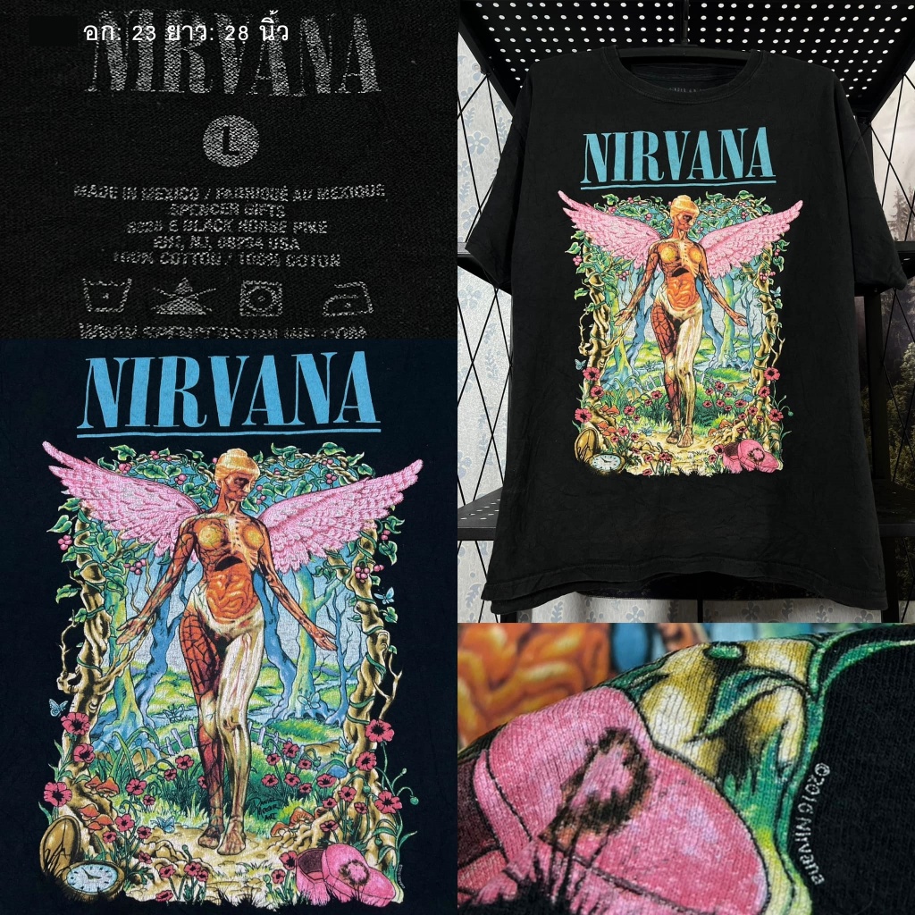 NIRVANA เสื้อยืดลายวง ตอกปี 2010 งานแท้ วินเทจสีดำ สกรีนเต็ม size L