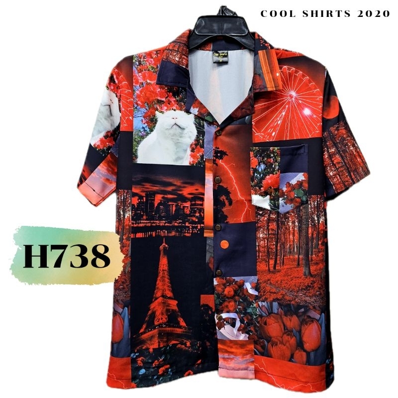 เสื้อฮาวาย ผ้าไหมอิตาลี Everything Red H738