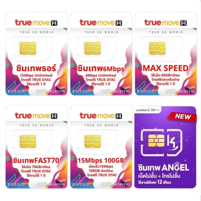 ซิมเทพ ทรู รายปี ซิมเน็ตสุดคุ้ม ใช้งานได้นาน 1 ปี + โทรฟรี TRUE , DTAC