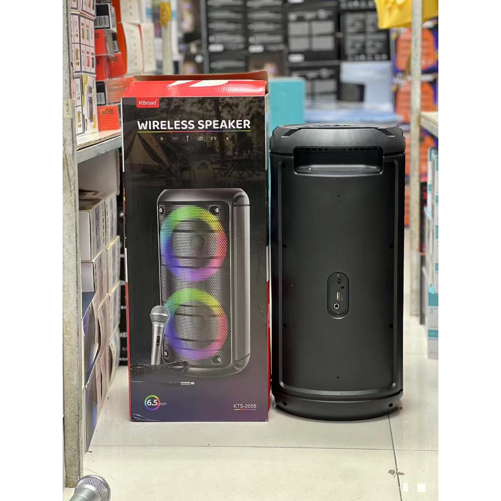 ลำโพงบลูทูธ รุ่น KTS-2056 ดอก6.5นิ้ว2ดอก แถมไมค์สาย1ตัว รองรับAUX TF USB ปรับไฟได้ สามารถเชื่อมต่อได้2ตู้