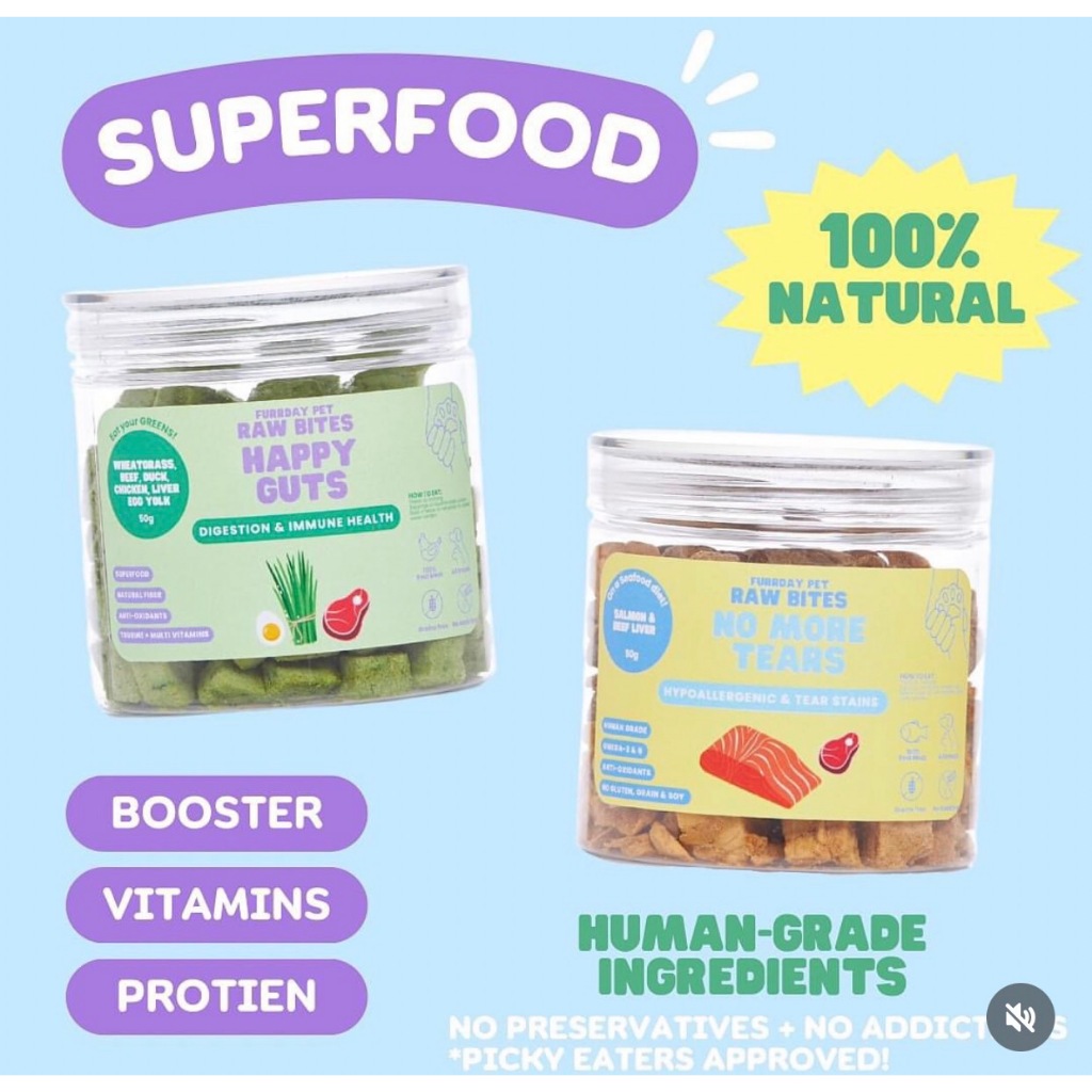 Furrday Pet - Freeze Dried Raw Bites ฟรีซดราย เนื้อแท้ 100% แพ้ไก่ทานได้ ลดคราบน้ำตา ขนมหมา สุนัขและแมว