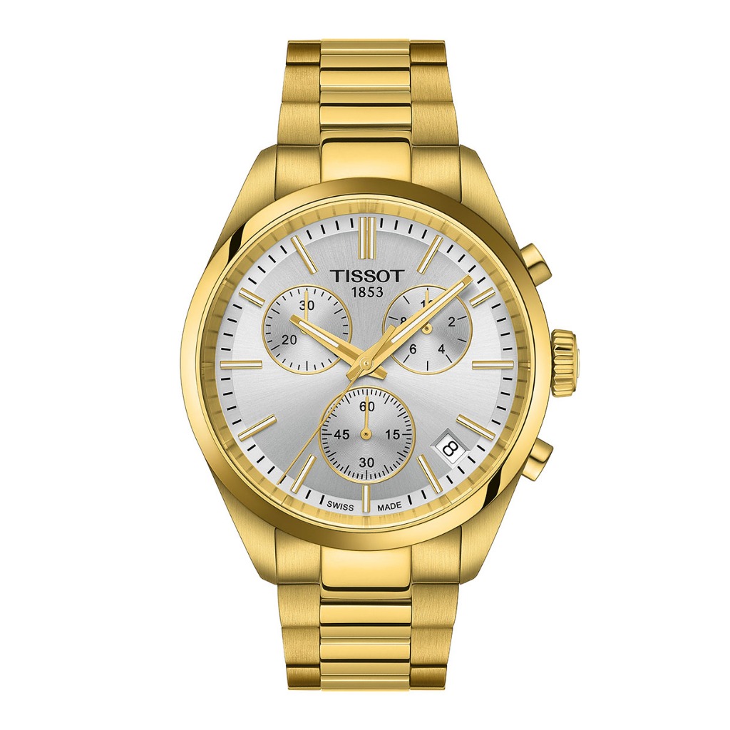 Tissot PR 100 Chronograph 40 mm พีอาร์ 100 สีเงิน ทอง T1504173303100 นาฬิกาผู้ชาย