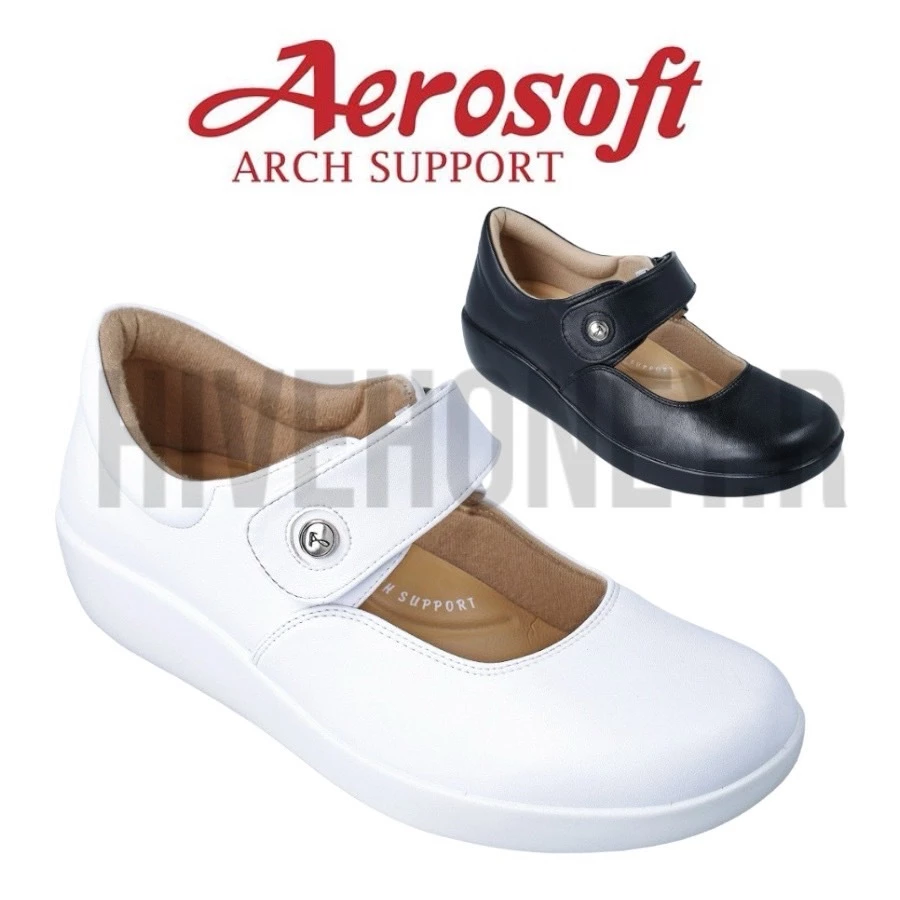☁️NW9391☁️ รองเท้าพยาบาล รองเท้าคัชชู เพื่อสุขภาพ aerosoft arch support(แอโร่ซอฟ)