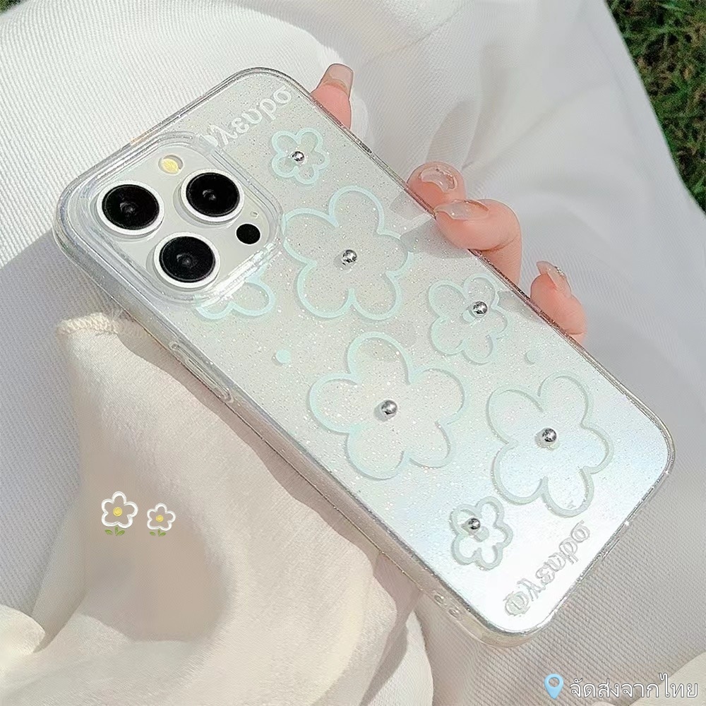พร้อมส่ง เคสไอโฟน13 11 12 14 15 15Pro 15 Pro Max เรียบง่าย อร่าม ดอกไม้ ins กันน้ำ กันกระแทก แบบแข็ง iPhone Case