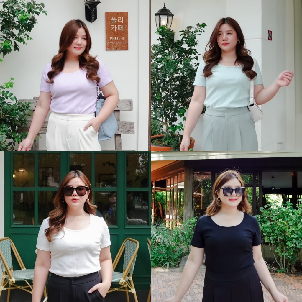 (❤️อกถึง 46") Round Neck Top เสื้อสาวอวบ