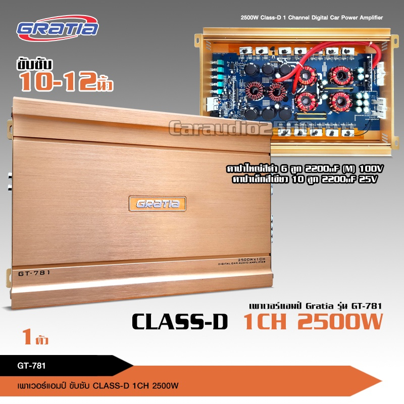 caraudio2560 เพาเวอร์แอมป์ GRATIA สำหรับลำโพงขับซับวูปเฟอร์/ซับเบส ClassD 1Ch มี3รุ่นให้เลือกได้