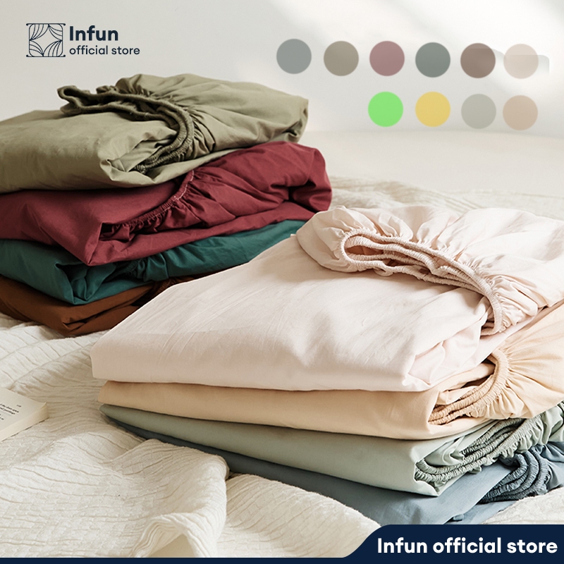 INFUN ผ้าปูที่นอน Light color bedsheet ผ้ารองกันเปื้อนที่นอน 3ฟุต/3.5ฟุต/5ฟุต/6ฟุต (แถมฟรีปลอกหมอน)