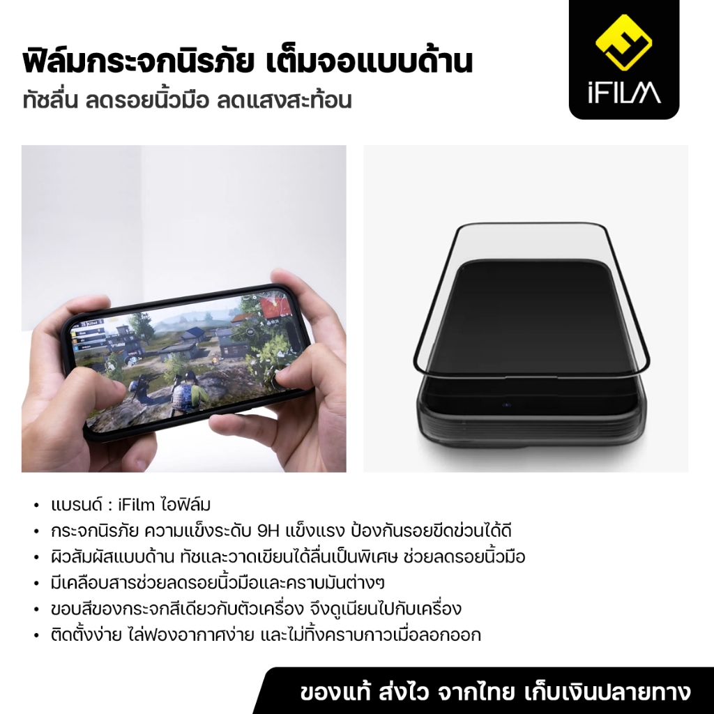 iFILM ฟิล์มกระจก นิรภัย แบบด้าน For iPhone 17 Pro Max 17Air 16e 16 Pro 15 14 13 12 mini 11 Xr Xs Se ฟิล์มด้าน AG เต็มจอ - รูปที่ 2