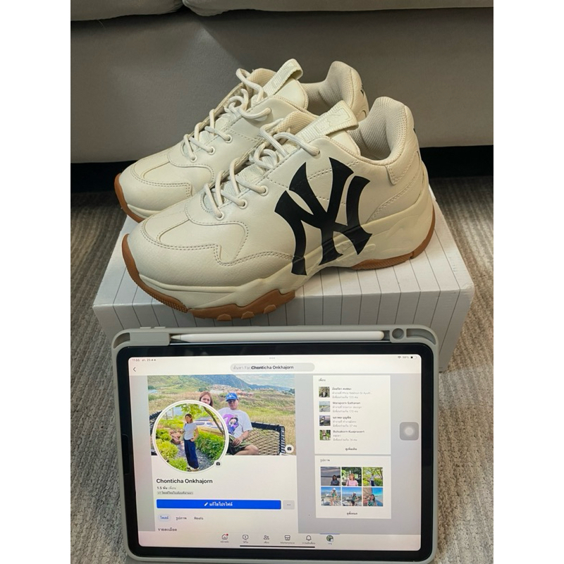 [มือ2] MLB รองเท้าผ้าใบ BASIC 3ASHC101N 50BGL L.BEIGE NEW YORK YANKEES