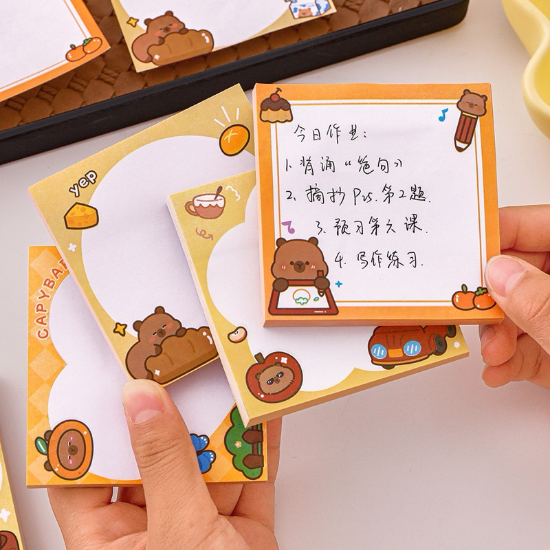 โพสติด คาปิสี่เหลี่ยม คาปิบาร่า กระดาษโน๊ต ตกแต่ง diy สมุด หนังสือ โต๊ะทำงาน เครื่องเขียน กระดาษโน้ต น่ารัก ของขวัญ