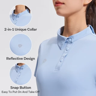 Cosleaf เสื้อโปโลแขนสั้นผู้หญิง UPF50+ สำหรับตีกอล์ฟเล่นเทนนิสออกกำลังกาย เนื่อผ้ายืดหยุ่นแห้งไว
