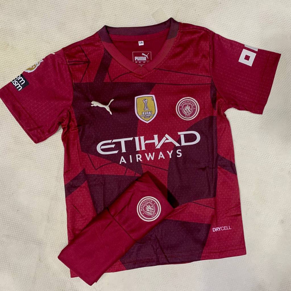 ชุดบอลเด็ก (แมนซิตี้) รุ่นใหม่ล่าสุด 2024/2025 เสื้อพร้อมกางเกง