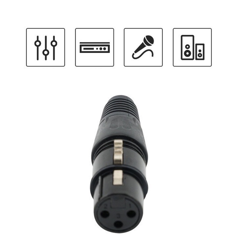 1ตัว XLRเมีย สีดำ ปลั๊กตัวเมีย แจ๊ค แคนนอน XLR ตัวเมีย 3 ขา สำหรับเข้าสาย - ปลั๊กตัวเมีย XLR สีดำ - 