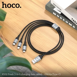 สายชาร์จ HOCO X102 3in1 สายชาร์จ 3 หัว สำหรับ iOS/Micro/Type-C จ่ายไฟ 2.4A สายชาร์จยาว 1 เมตร