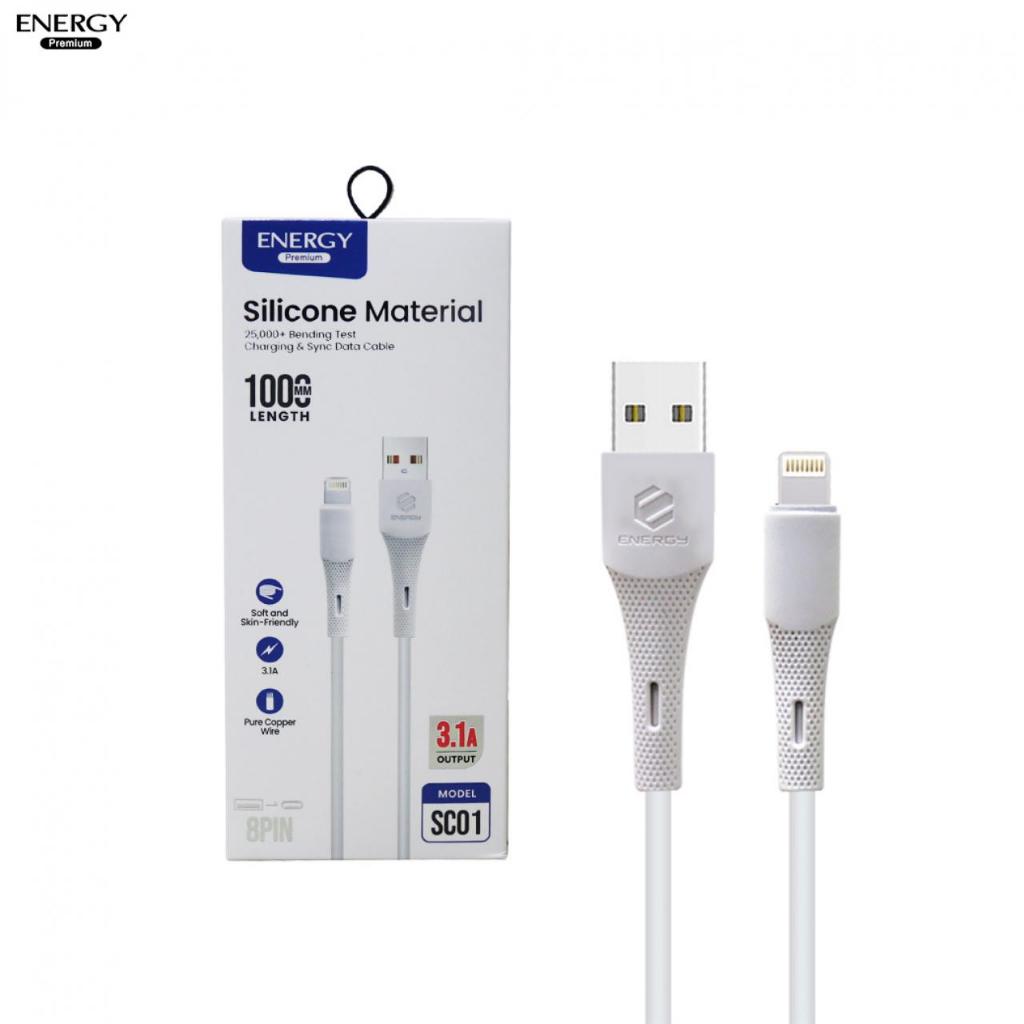 Energy ip8  Type-c  Micro  สายชาร์จ 3.1A  สีขาว  ชาร์จเต็มเร็ว