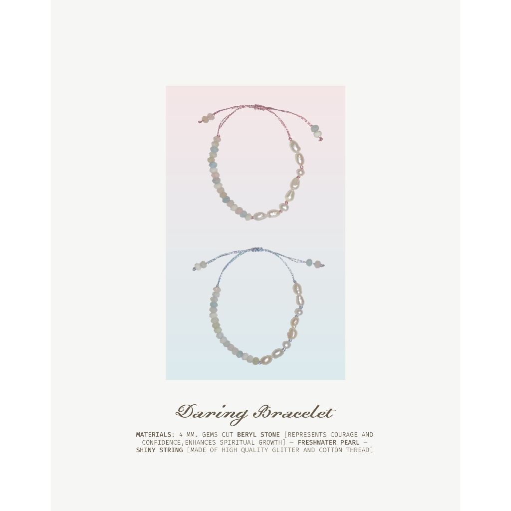 nice try studio – Daring Bracelet สร้อยข้อมือหินมงคล ไข่มุกแท้และเชือกถัก #028
