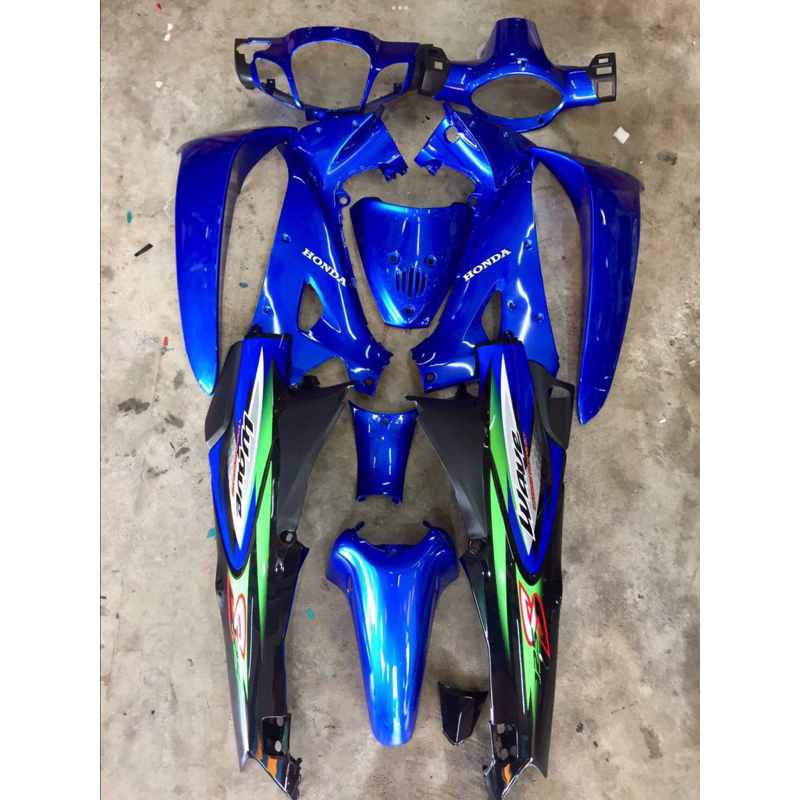 ชุดสี เวฟ125S หัวเถิก ไมล์ดิจิตอล กุญแจกลมสีน้ำเงินท้ายดำ พร้อมติดสติกเกอร์วัสดุabs ลาย03
