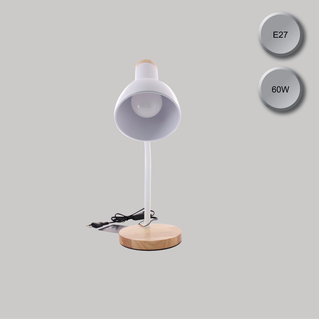Toshino โคมไฟตั้งโต๊ะ DL-03 สีขาว (หลอดไฟขั้ว E27) ขาปรับระดับได้ สายยาว1.2เมตร Desk Lamp