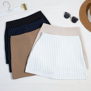 AL005 l กระโปรงกางเกง(ลายริ้ว) ALINYA มีซับในทั้งตัว ซิปข้าง…