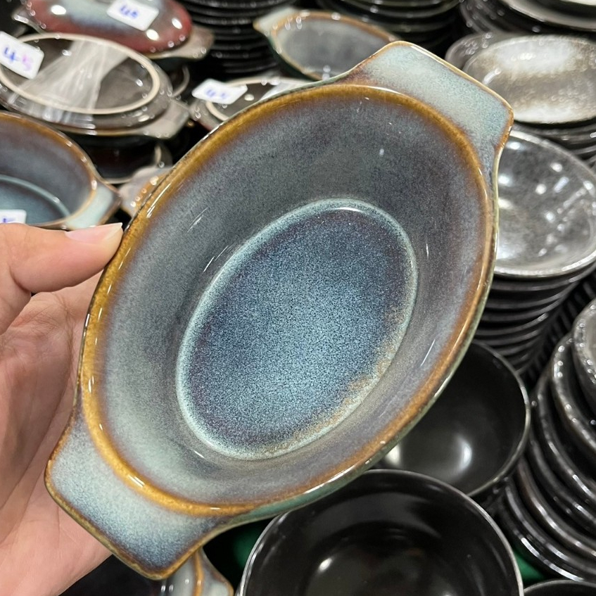 ถ้วยเรือ ถ้วยหูจับ 6x4 นิ้ว ceramic bowl ทำจากเซรามิคเนื้อดี เข้าเตาอบ และ ไมโครเวฟได้