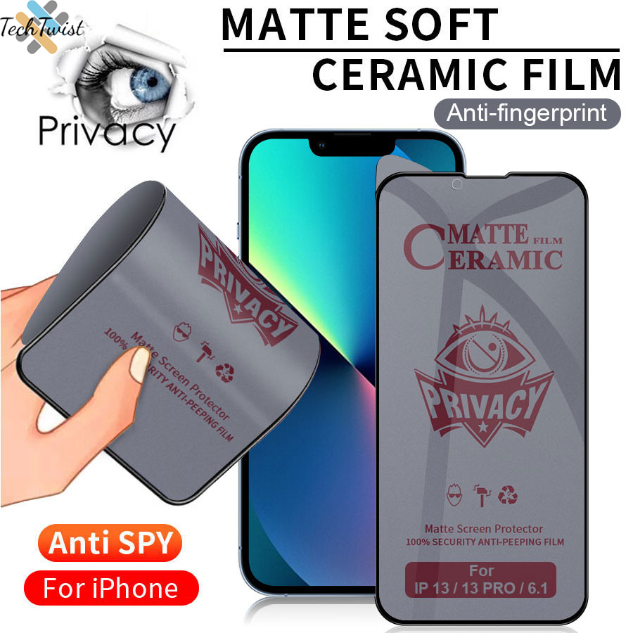 ฟิล์มความเป็นส่วนตัว Anti Spy แบบด้าน ฟิล์มเซรามิก ฟิล์มกระจก สำหรับ iphone 16 14/15 Plus 14 13 12 11 15Pro Max X XR 6P