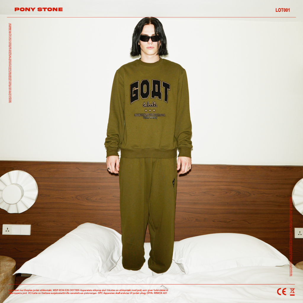 PONY STONE GOAT Embroidery Fleece sweatpants