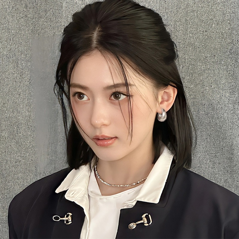 MOYENNE ต่างหูไฮเอนด์บางเบาหรูหรา สไตล์ใหม่สุดฮอต อุปกรณ์สวมใส่ในชีวิตประจำวัน ต่างหูห่วงเงิน สไตล์เรียบง่าย - รูปที่ 3