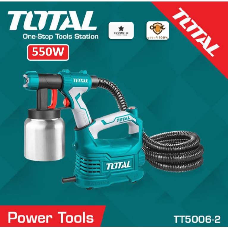 Total กาพ่นสีไฟฟ้า กำลัง 550W รุ่นใหม่ กระบอกบรรจุสีอลูมิเนียม 800ml : TT5006-2