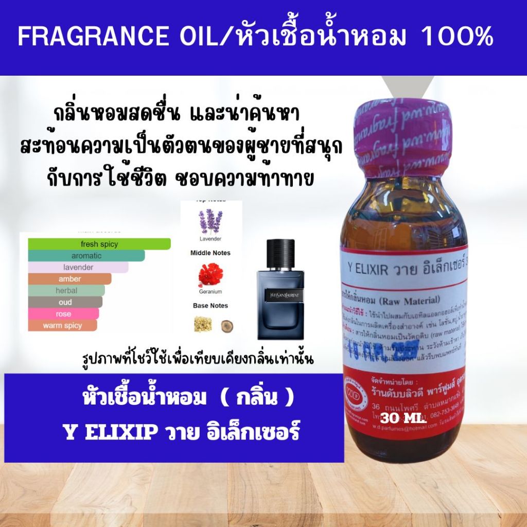 หัวน้ำหอมแท้ fragrance oil กลิ่น Y ELIXIR อิเล็กเซอร์ ขนาด 30 มล. กลิ่นหอมสดชื่น สปอร์ท น่าค้นหา เฟลชๆ