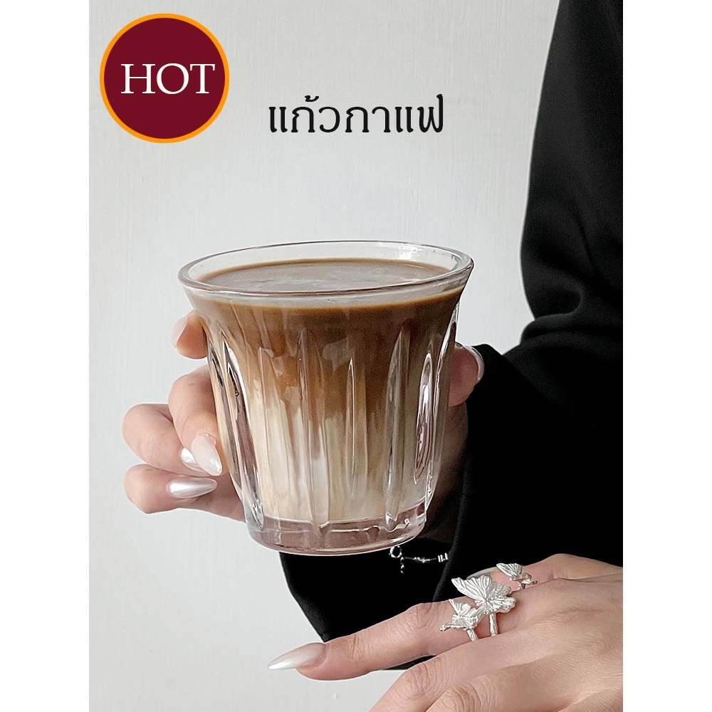 แก้วกาแฟ ย้อนยุค dirty ถ้วยกาแฟแก้วใส ins แก้วลาเต้เข้มข้น แก้วอเมริกาโน่