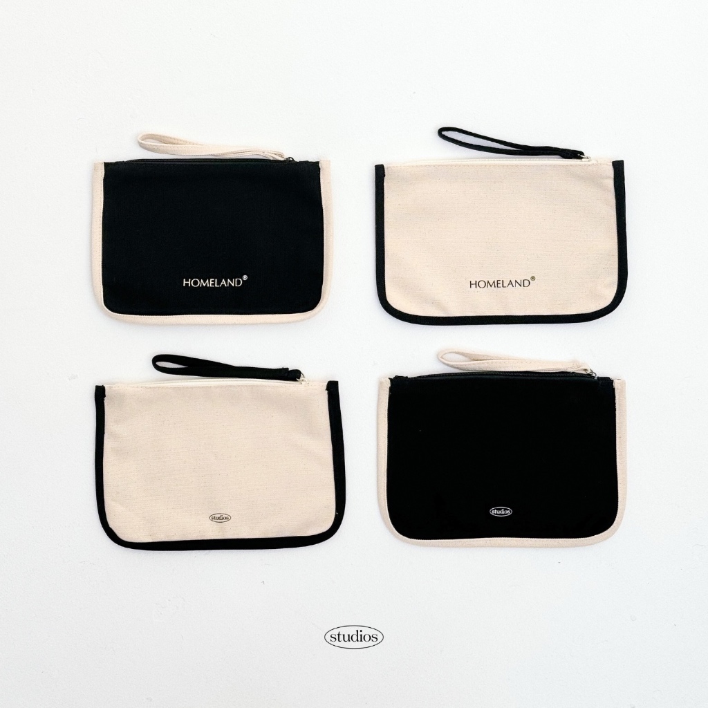 HOMELAND – กระเป๋าคล้องแขนผ้า canvas กุ๊นขอบ รุ่น pouch มีซิปปิด ราคา ถูกที่สุด ดีลบีเคเค