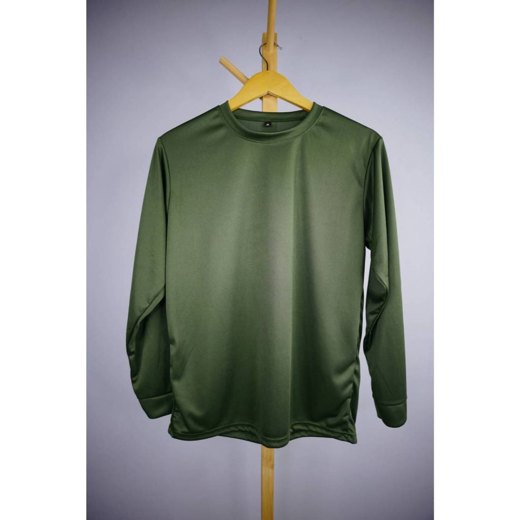 เสื้อยืดแขนยาว สีเขียวทหาร ผ้าไมโคร หนา145แกรม ใส่สบายไม่ร้อน Man Clothing ผู้ชาย