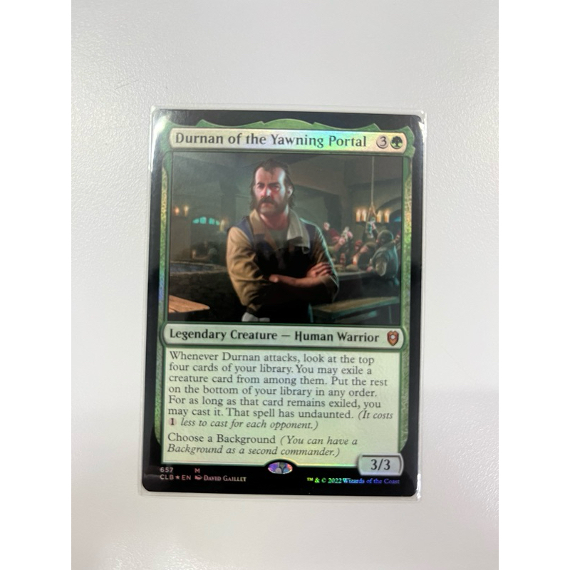การ์ด MTG Durnan of the Yawning Portal Foil Green Magic the Gathering EDH รุ่น CLB สภาพ Ex-Nm