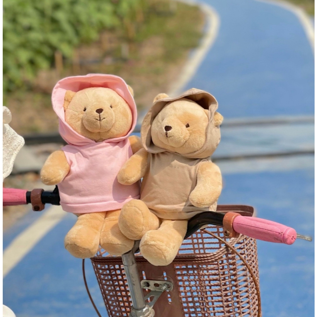 Teddy House : ตุ๊กตาหมี มาร์ตี้ Hoodie เสื้อฮู้ดสีเบจและสีชมพู ตุ๊กตาของขวัญ ชุดแต่งตัวตุ๊กตาหมี