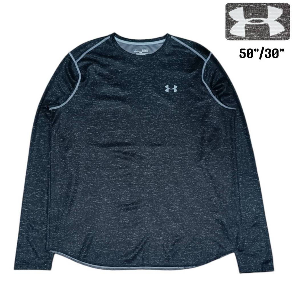 UNDER ARMOUR Long Sleeve Shirt  เสื้อแขนยาว  ผ้ากีฬา  อันเดอร์ อาร์เมอร์ สีดำ ลายกราฟฟิก มือสอง สภาพ