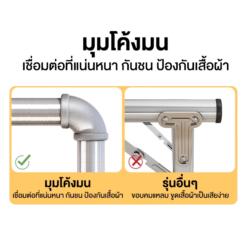 ราวตากผ้า ท่อเหล็กสองแถว ราวแขวนผ้า โครงเหล็ก ราวสนามเหล็กเหลี่ยม โดนน้ำไม่เป็นสนิม ประกอบง่าย พร้อมส่ง รูปที่ 6