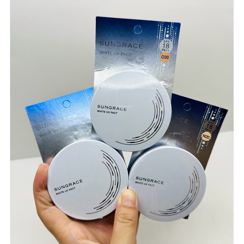 Sungrace White UV Pact SPF18 PA++  ซันเกรส ไวท์ ยูวี แพค แป้งทาหน้าผสมรองพื้น