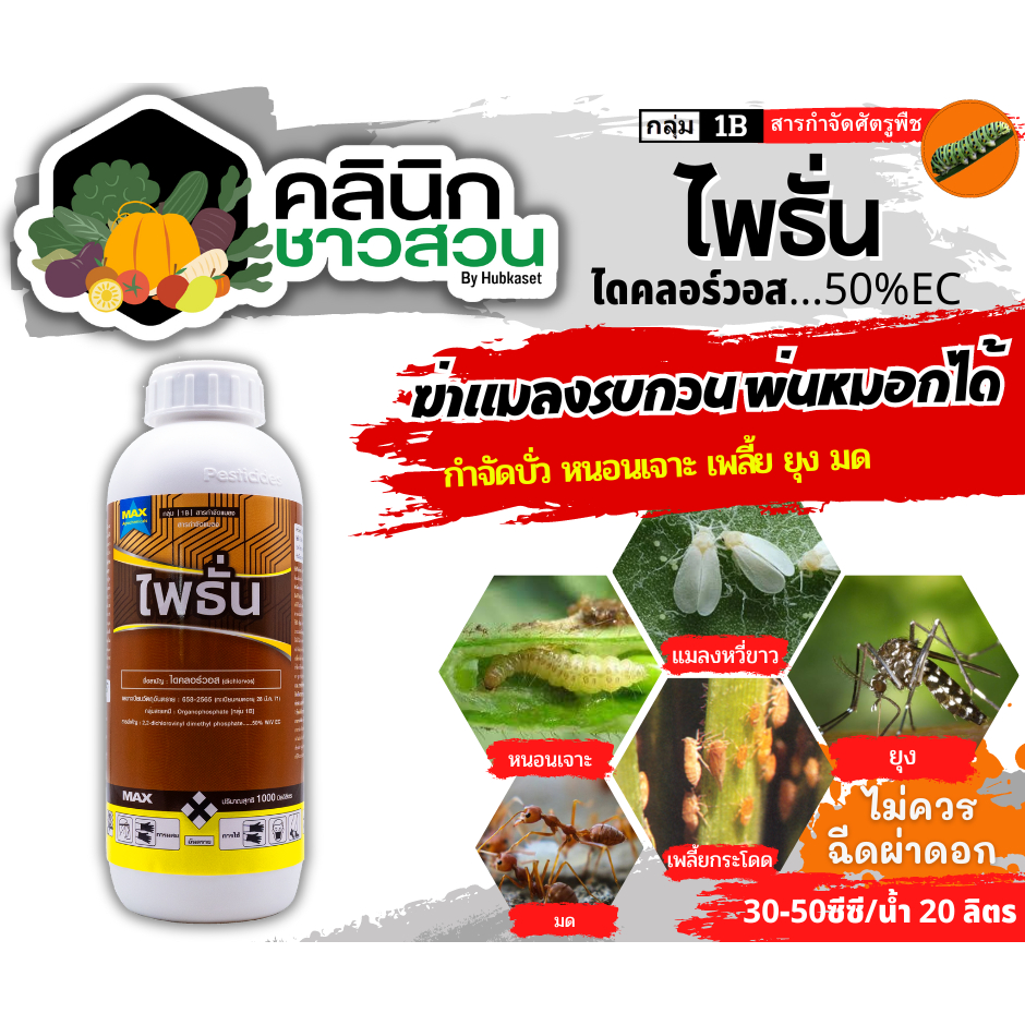 ไพธั่น (ไดคลอร์วอส) บรรจุ 1ลิตร ป้องกันกำจัดเพลี้ยและแมลงต่างๆ เพลี้ยไฟ เพลี้ยอ่อน