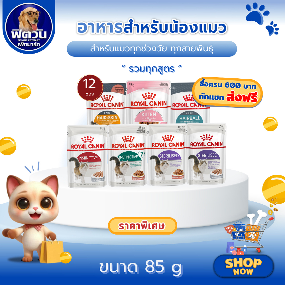 Royal Canin Pouch อาหารแมวเปียก ชนิดซอง 12ซอง {อาหารเปียกแมว}